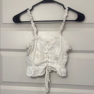 White Lace-Up Women's Top